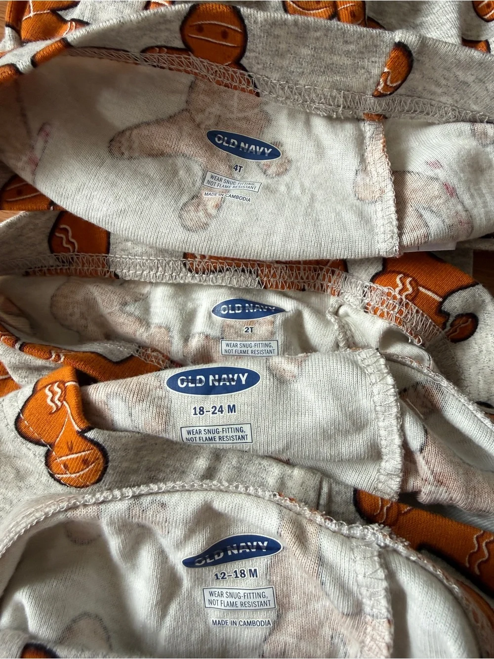Old Navy Kids Gingerbread Print Pajama Bottoms Bundle of 4